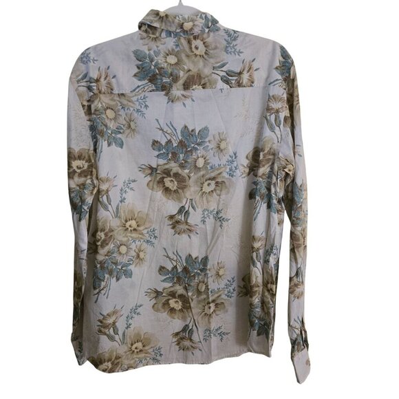Earl Jean NWT Vintage Designer Sustainable Cotton Cream Floral Shirt Size L - Picture 2 of 6